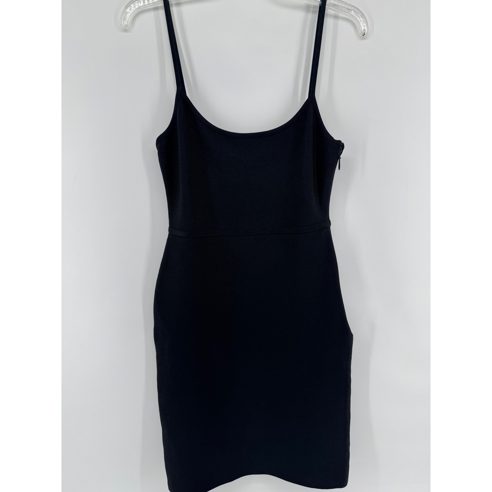 Herve Leger‎ Bandage Dress Womens Medium Black Scoop Neck Spaghetti Strap NEW